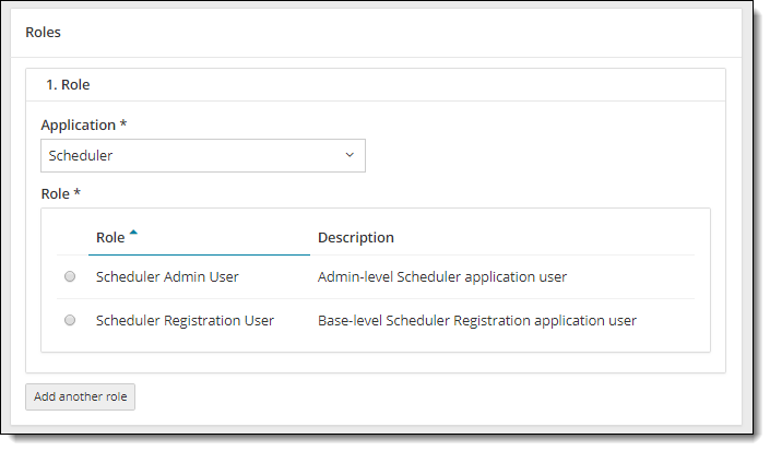 Select Scheduler Registration roles.